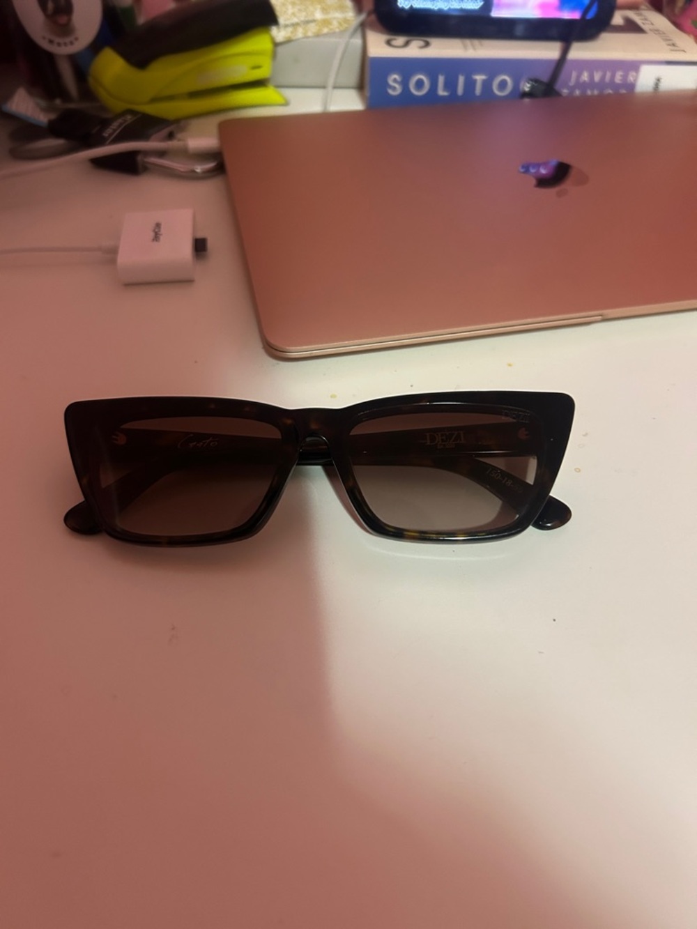 Dezi Tortoiseshell Rectangular Sunglasses - Brown Lenses